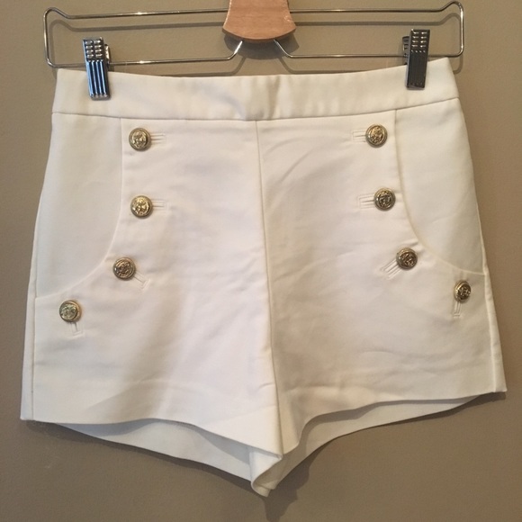 Forever 21 Pants - Forever 21 high waist white sailor shorts Sz Small